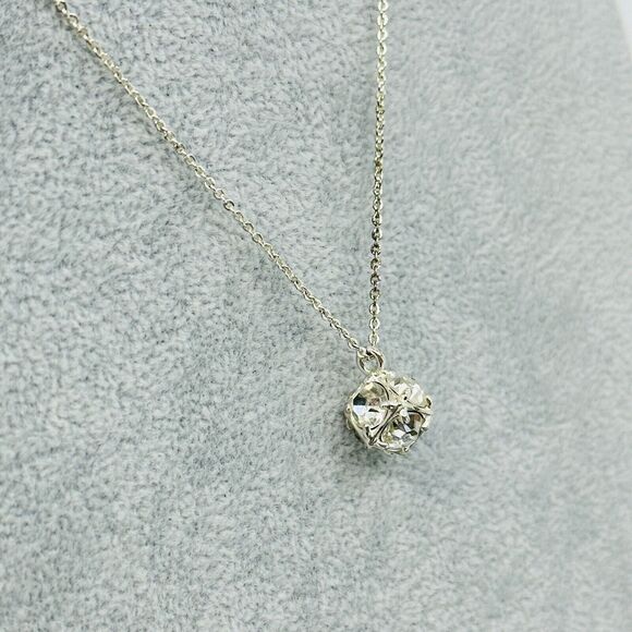 Avon Necklace Rhinestone Cube Prong Set Silver Tone 20" Minimalist Jewelry - Picture 3 of 9